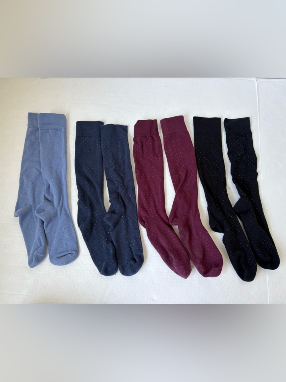 Bombas Men’s Dress Socks L Black Blue Burgundy Over the Calf Dot Knee High